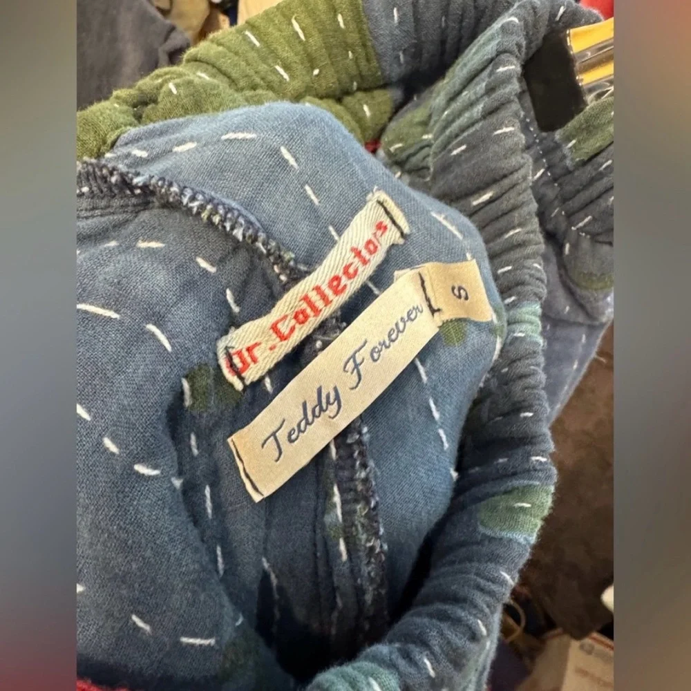 NWT FP Dr Collectors Textured Green and Indigo Pleated Kantha Pants - Picture 3 of 17